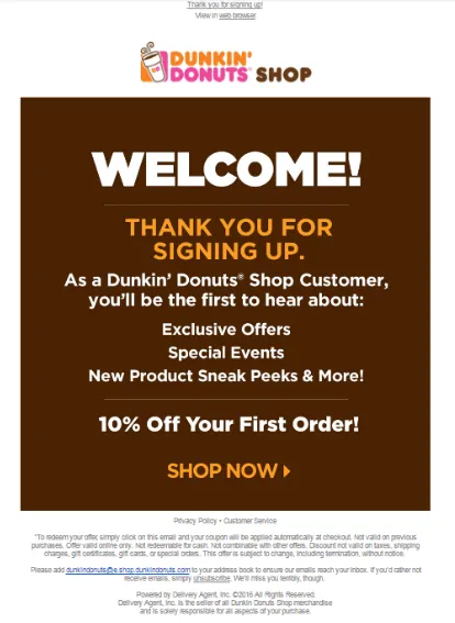 Dunkin-Welcome-Email
