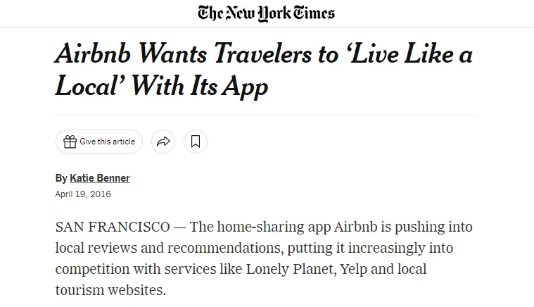 AIRBNB X NEWYORK TIMES- NOT A TOURIST CAMPAIGN-  NATIVE ADVERTISING AND INFLUENCER MARKETING