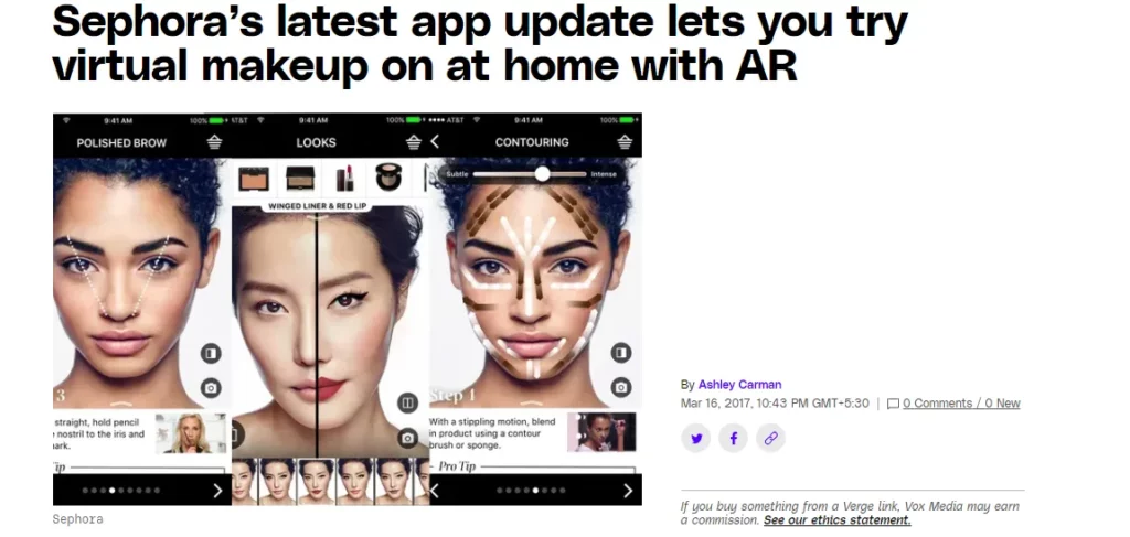 Sephora's Virtual Try-On- native advertising and influencer marketing