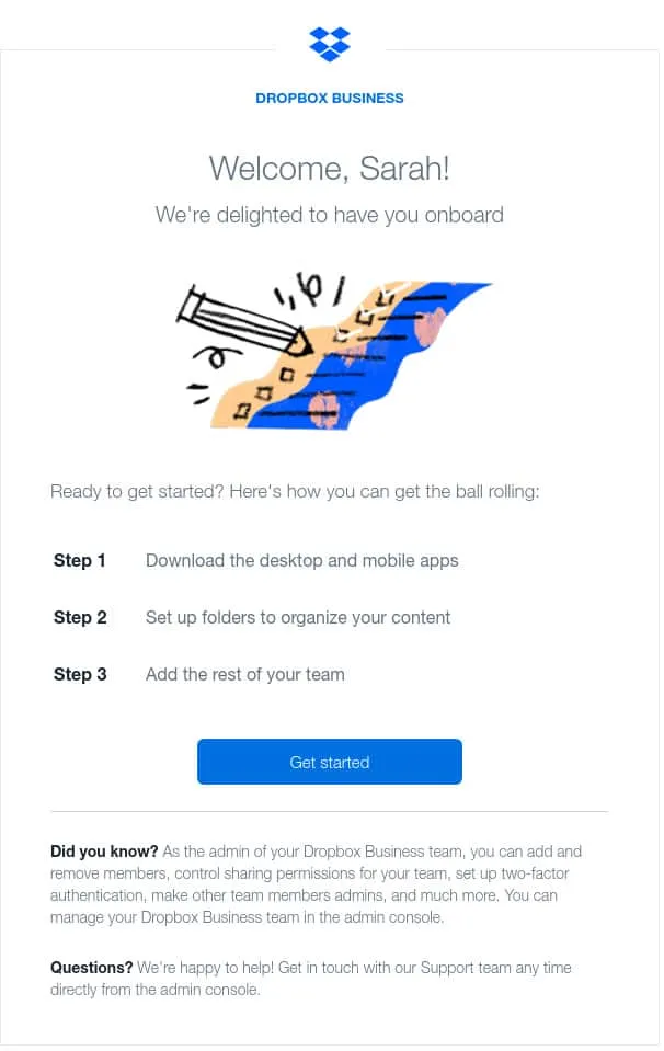 dropbox welcome email