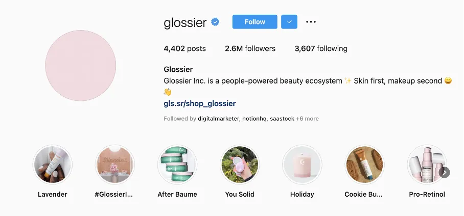 glossier-instagram- social media advertising
